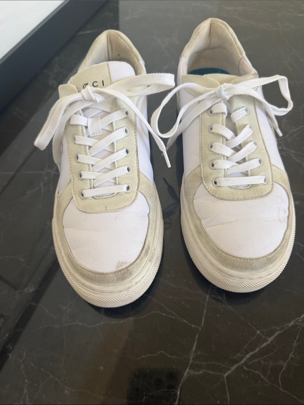 Seven7 White and Beige Low-Top Women's Sneakers
